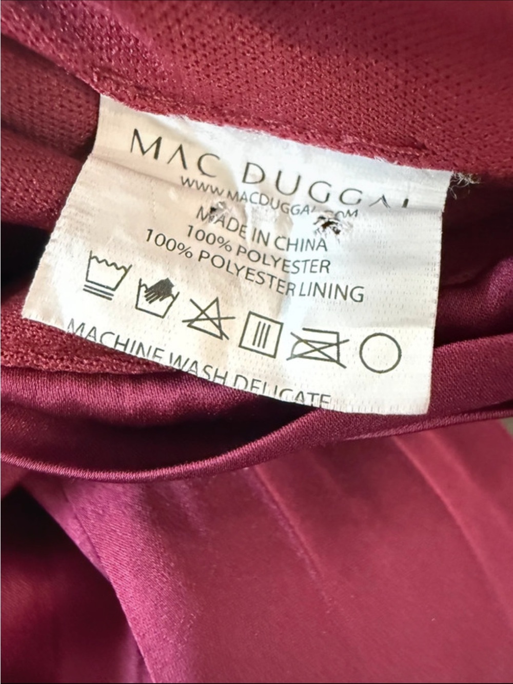 MAC DUGGAL pleated Burgundy Long-Sleeve Maxi Dress Sz 8 - Picture 6 of 11